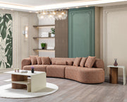 Lena Orange Boucle 3 - Piece Curved Sectional - Gate FurnitureSectional