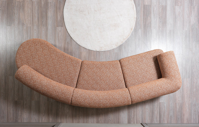 Lena Orange Boucle 3 - Piece Curved Sectional - Gate FurnitureSectional