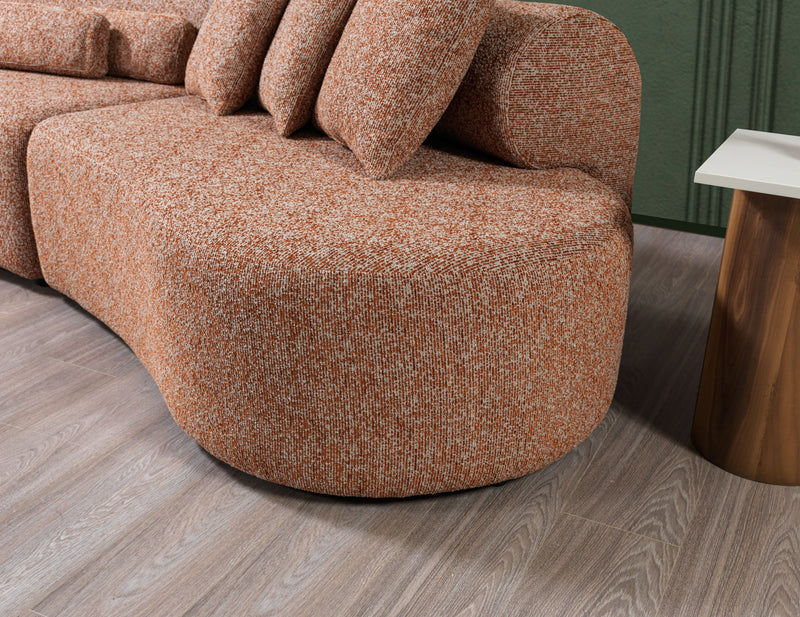 Lena Orange Boucle 3 - Piece Curved Sectional - Gate FurnitureSectional