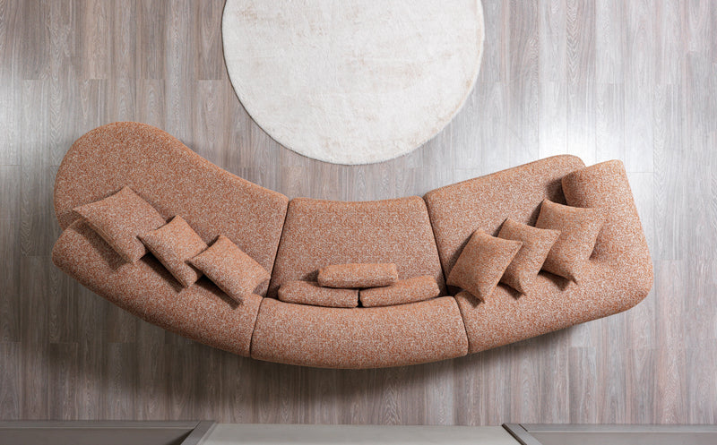 Lena Orange Boucle 3 - Piece Curved Sectional - Gate FurnitureSectional