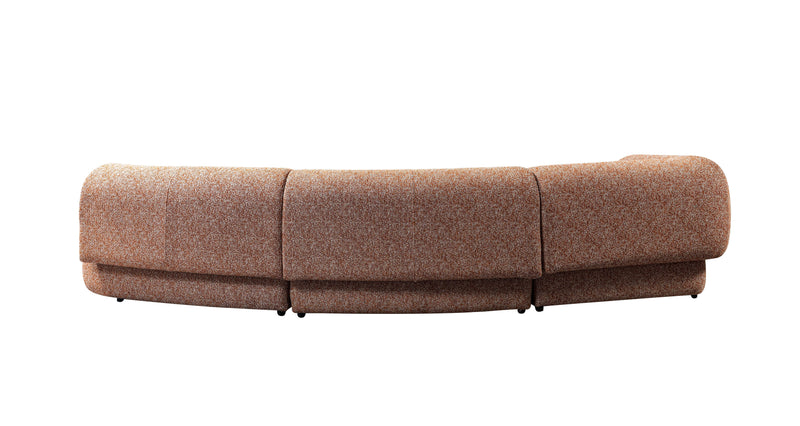 Lena Orange Boucle 3 - Piece Curved Sectional - Gate FurnitureSectional