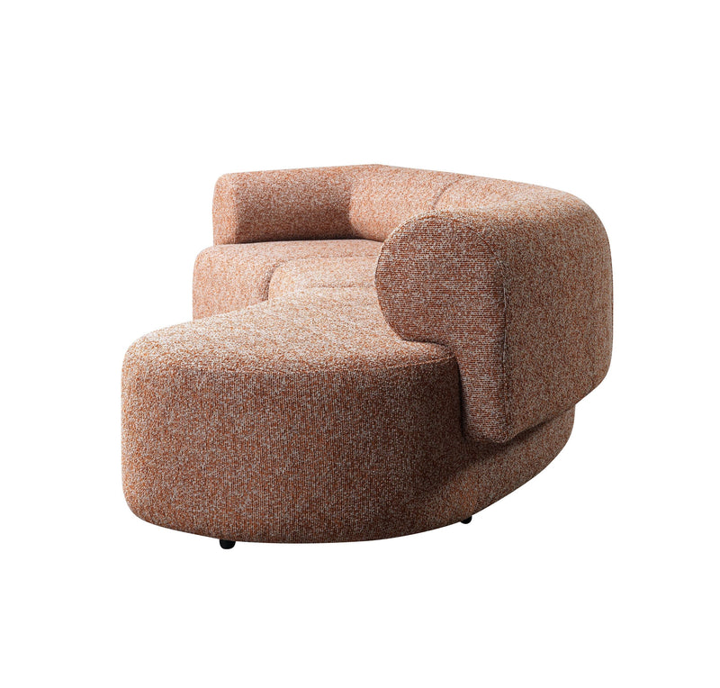 Lena Orange Boucle 3 - Piece Curved Sectional - Gate FurnitureSectional