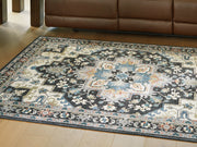 Leningston Black/Cream/Blue Washable Large Rug - R407061