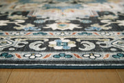 Leningston Black/Cream/Blue Washable Large Rug - R407061