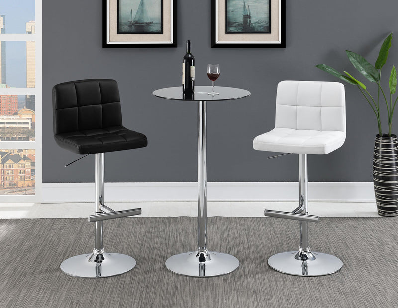 Lenny Tufted Adjustable Leatherette Bar Stool Black (Set of 2) - 102554