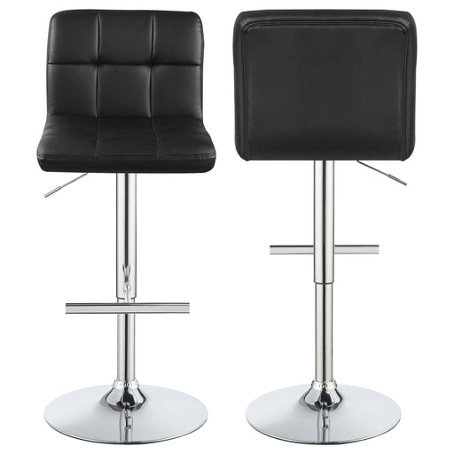 Lenny Tufted Adjustable Leatherette Bar Stool Black (Set of 2) - 102554