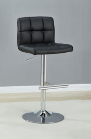 Lenny Tufted Adjustable Leatherette Bar Stool Black (Set of 2) - 102554