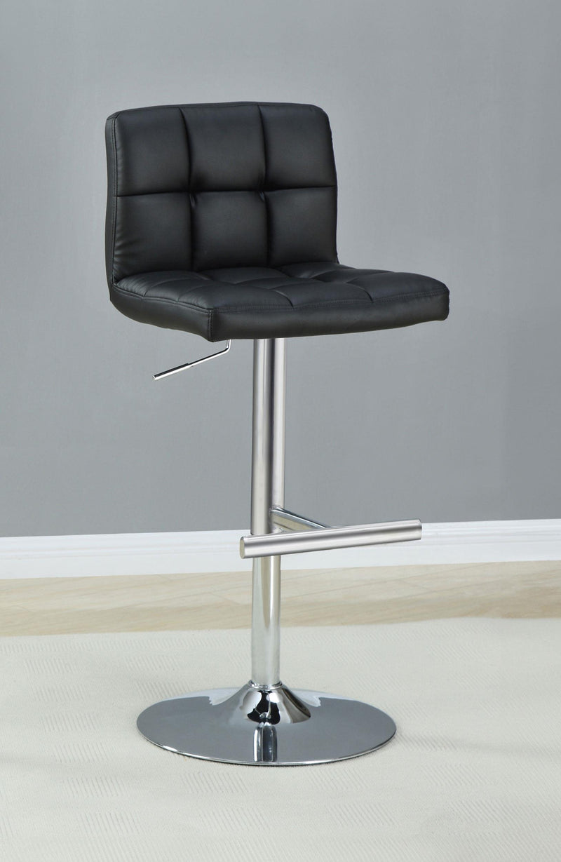 Lenny Tufted Adjustable Leatherette Bar Stool Black (Set of 2) - 102554