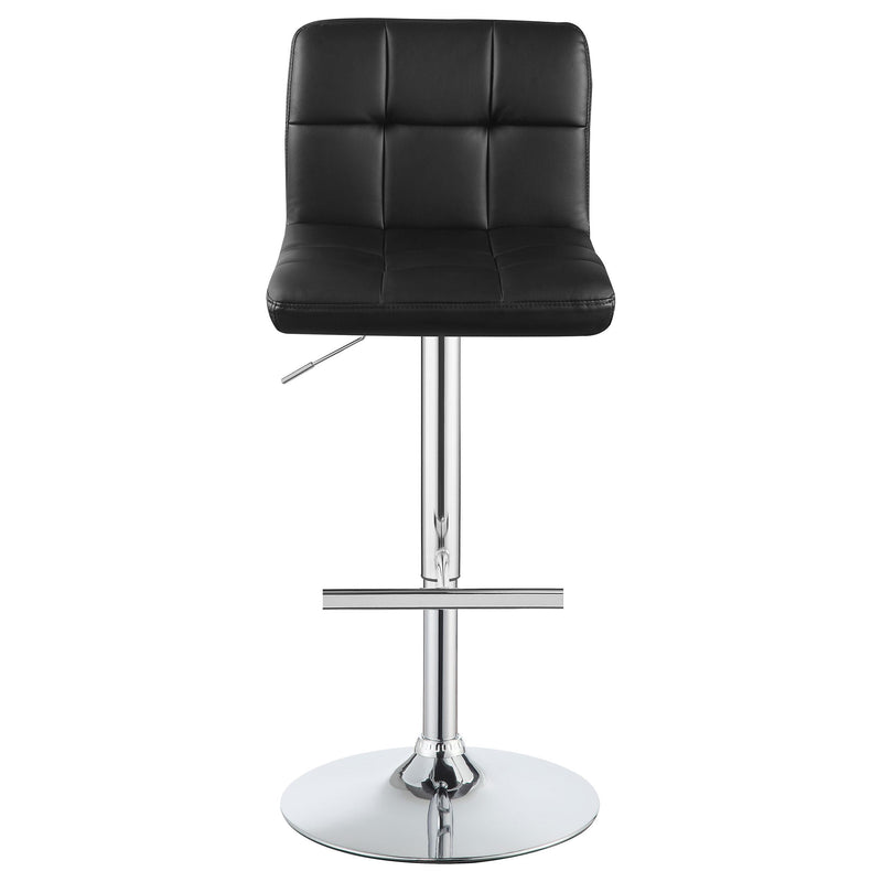Lenny Tufted Adjustable Leatherette Bar Stool Black (Set of 2) - 102554