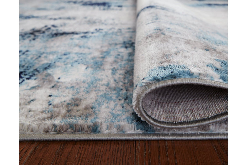 Leonelle Cream/Blue/Gray Medium Rug - Gate FurnitureRug Medium
