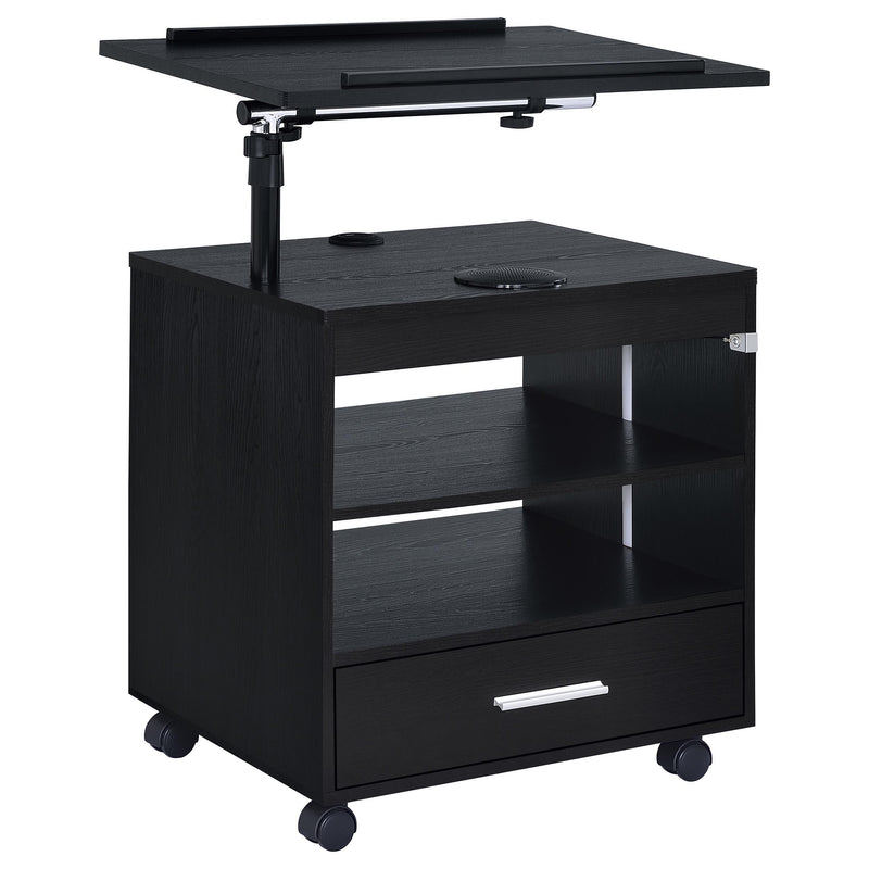 Lerma 1-drawer Adjustable Tray Top Nightstand with Speaker Black Ash - 305772BLK