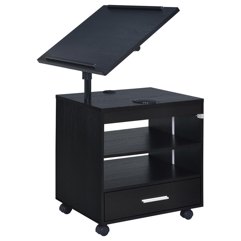 Lerma 1-drawer Adjustable Tray Top Nightstand with Speaker Black Ash - 305772BLK