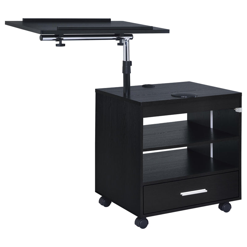 Lerma 1-drawer Adjustable Tray Top Nightstand with Speaker Black Ash - 305772BLK