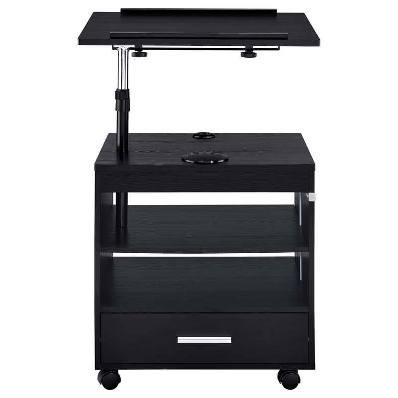 Lerma 1-drawer Adjustable Tray Top Nightstand with Speaker Black Ash - 305772BLK