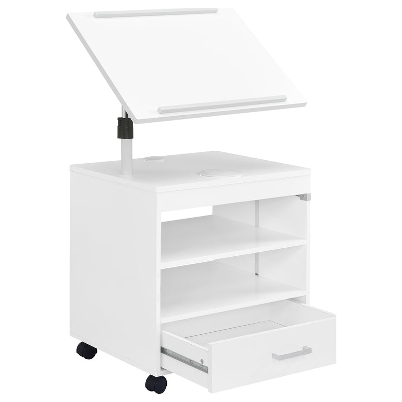 Lerma 1-drawer Adjustable Tray Top Nightstand with Speaker White High Gloss - 305772WHT