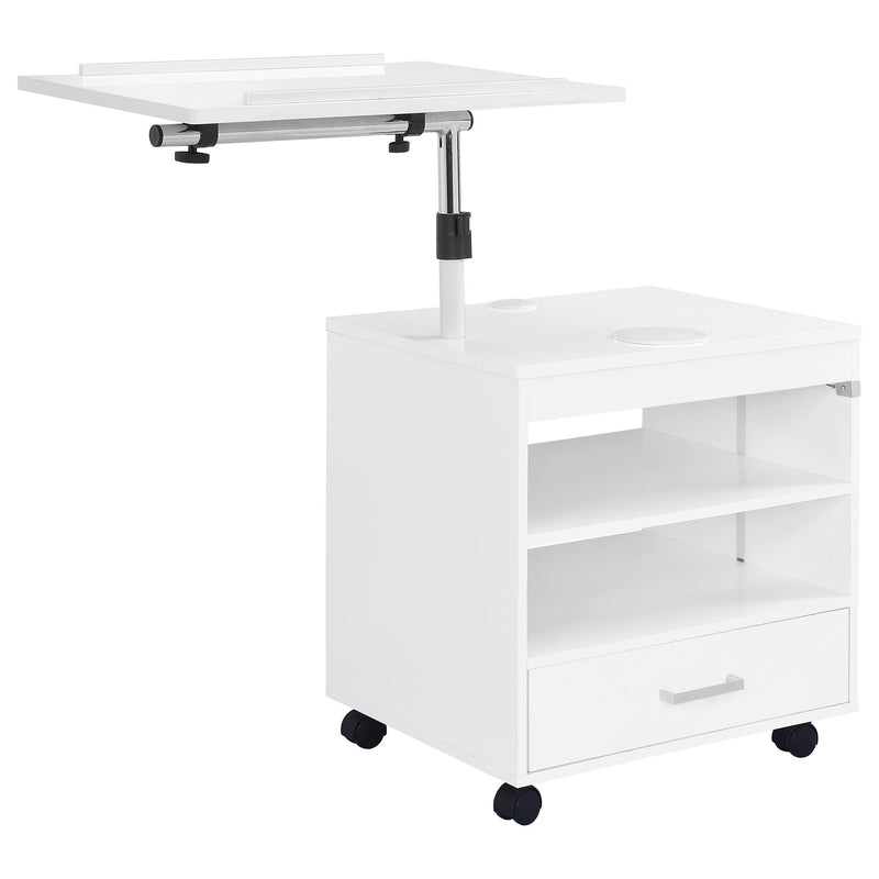 Lerma 1-drawer Adjustable Tray Top Nightstand with Speaker White High Gloss - 305772WHT