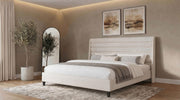 Leslie Upholstered Tufted Eastern King Wingback Platform Bed Beige - 315983KE