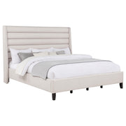 Leslie Upholstered Tufted Eastern King Wingback Platform Bed Beige - 315983KE