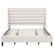 Leslie Upholstered Tufted Eastern King Wingback Platform Bed Beige - 315983KE