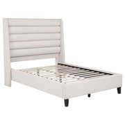 Leslie Upholstered Tufted Full Wingback Platform Bed Beige - 315983F