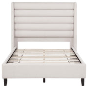 Leslie Upholstered Tufted Full Wingback Platform Bed Beige - 315983F