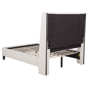 Leslie Upholstered Tufted Full Wingback Platform Bed Beige - 315983F