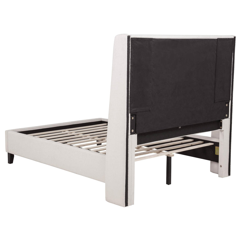Leslie Upholstered Tufted Full Wingback Platform Bed Beige - 315983F