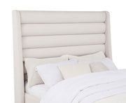 Leslie Upholstered Tufted Full Wingback Platform Bed Beige - 315983F