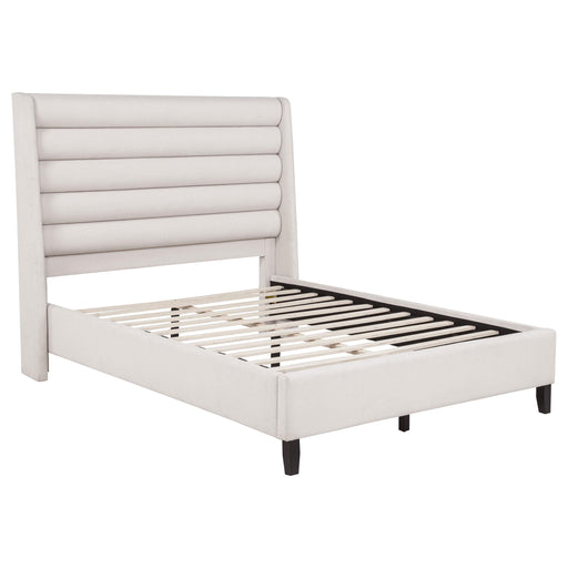 Leslie Upholstered Tufted Queen Wingback Platform Bed Beige - 315983Q