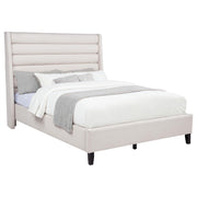 Leslie Upholstered Tufted Queen Wingback Platform Bed Beige - 315983Q