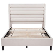 Leslie Upholstered Tufted Queen Wingback Platform Bed Beige - 315983Q