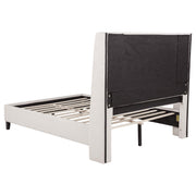 Leslie Upholstered Tufted Queen Wingback Platform Bed Beige - 315983Q