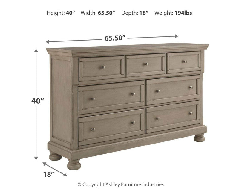 Lettner California King Panel Bed and Dresser in Light Gray - PKG006595