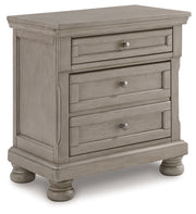 Lettner King Panel Bed with Mirrored Dresser, Chest and Nightstand in Light Gray from Ashley - Luna Furniture