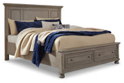 Lettner Light Gray King Panel Storage Bed - Gate FurnitureKing Bed