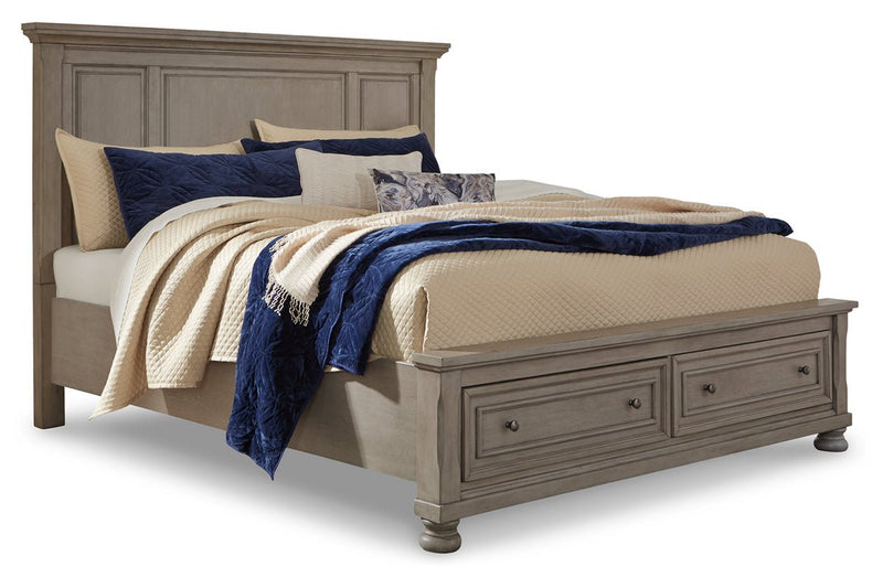 Lettner Light Gray King Panel Storage Bed - Gate FurnitureKing Bed