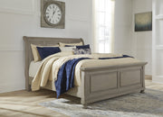 Lettner Light Gray King Sleigh Bed - Gate FurnitureKing Bed