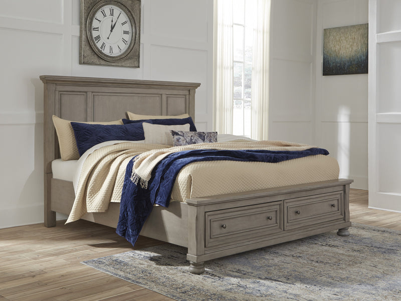 Lettner Light Gray King Storage Platform Bed - Gate FurnitureKing Bed
