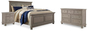 Lettner Light Gray Queen Panel Bed, Dresser, and Nightstand - B733B42