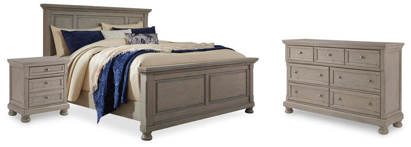 Lettner Light Gray Queen Panel Bed, Dresser, and Nightstand - B733B42