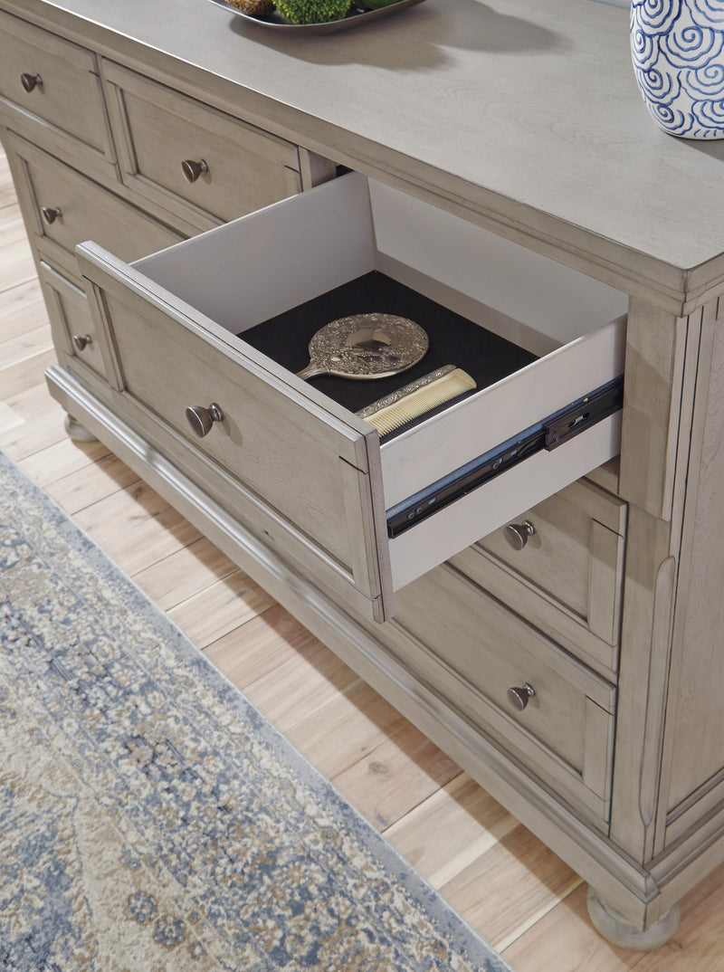 Lettner Light Gray Queen Panel Bed, Dresser, and Nightstand - B733B42