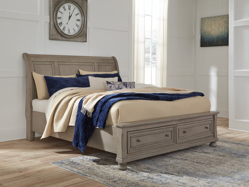 Lettner Light Gray Queen Storage Platform Sleigh Bed - Gate FurnitureQueen Bed