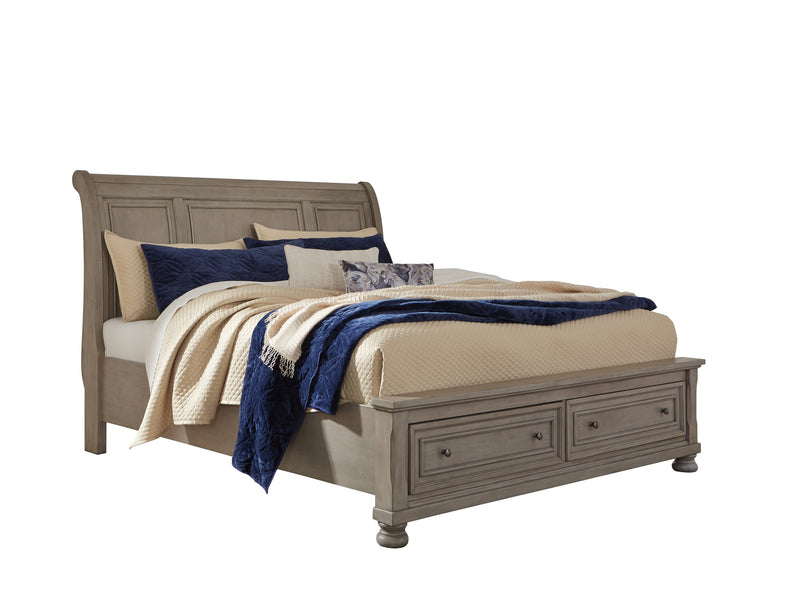 Lettner Light Gray Queen Storage Platform Sleigh Bed - Gate FurnitureQueen Bed