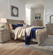 Lettner Light Gray Sleigh Platform Bedroom Set - Gate FurnitureBedroom Set