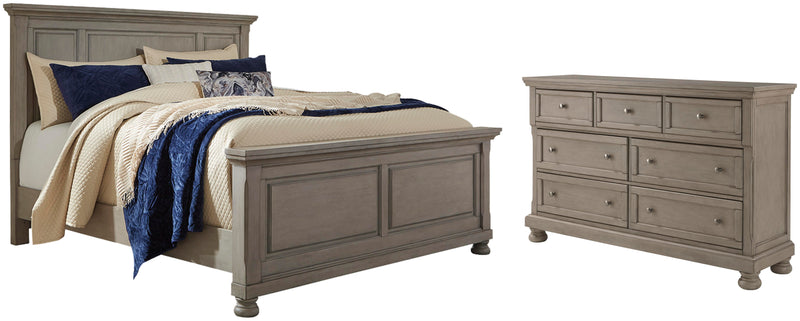 Lettner Queen Panel Bed and Dresser in Light Gray - PKG006575