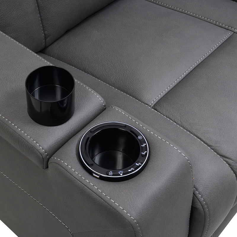 Leuco Power Motion Recliner w/Cup Holder, Control, LED & Power Headrest - LV02834