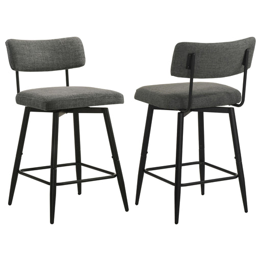 Levine Fabric Upholstered Swivel Counter Chair Grey (Set of 2) - 193189CHR