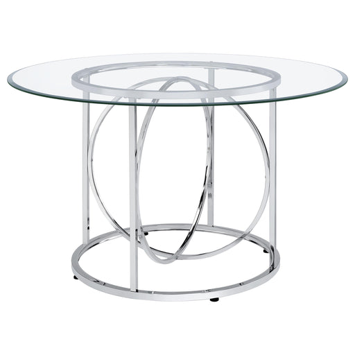 Levy 48-inch Round Glass Top Dining Table Chrome - 115240CHR