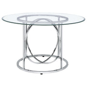 Levy 48-inch Round Glass Top Dining Table Chrome - 115240CHR