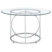 Levy 48-inch Round Glass Top Dining Table Chrome - 115240CHR